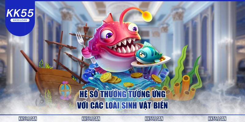 Thưởng tương ứng với các loại sinh vật biển 